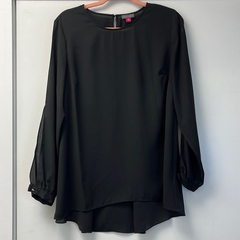 Vince Camuto Women’s Semi Sheer Black Blouse - size M